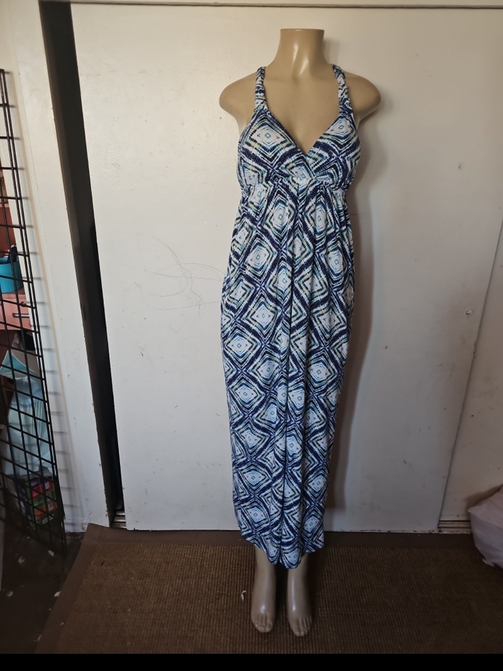 Pink Rose Blue and White Patterned Dress